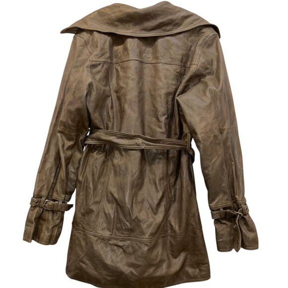 UGG Australia khaki taupe lamb leather dbl breasted short jacket M - Picture 4 of 6